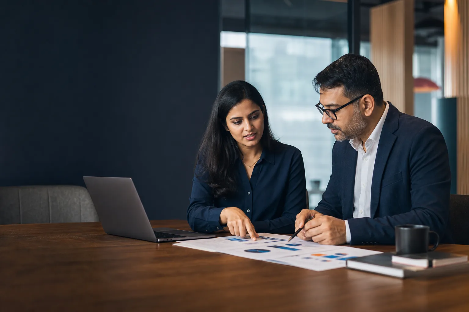 Indian business leader and marketing strategist reviewing a growth plan